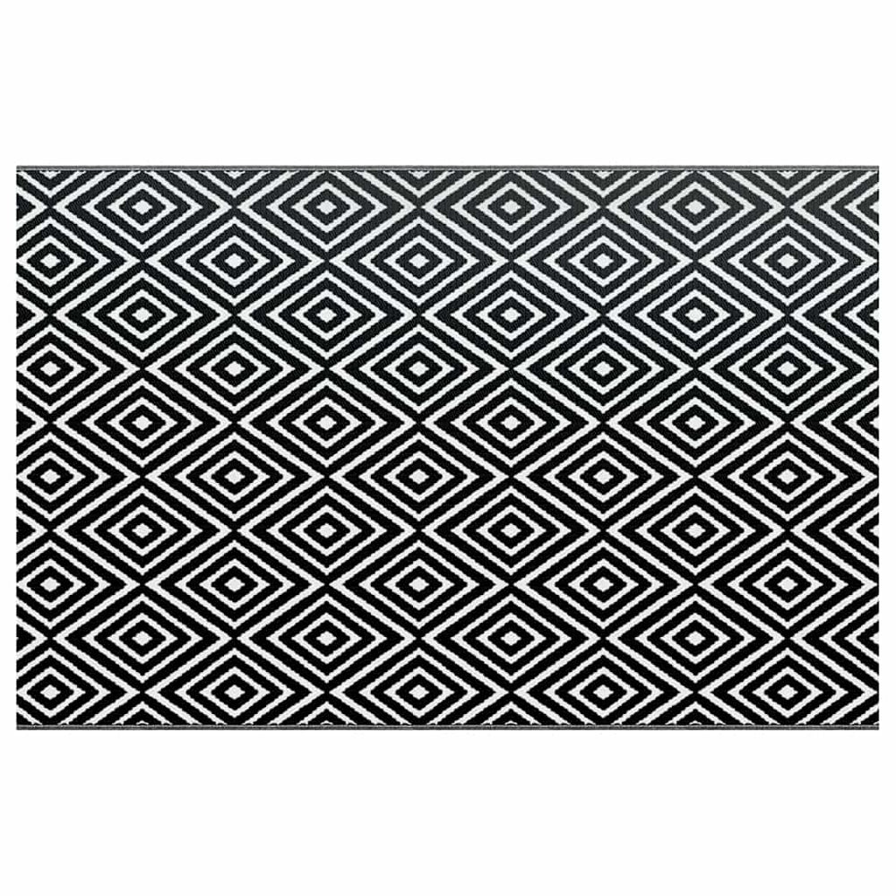 Outdoor-Teppich ARAKIL Weiß und Schwarz 190x290 cm PP