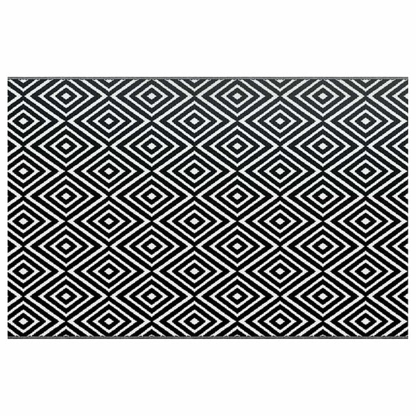 Outdoor-Teppich ARAKIL Weiß und Schwarz 190x290 cm PP
