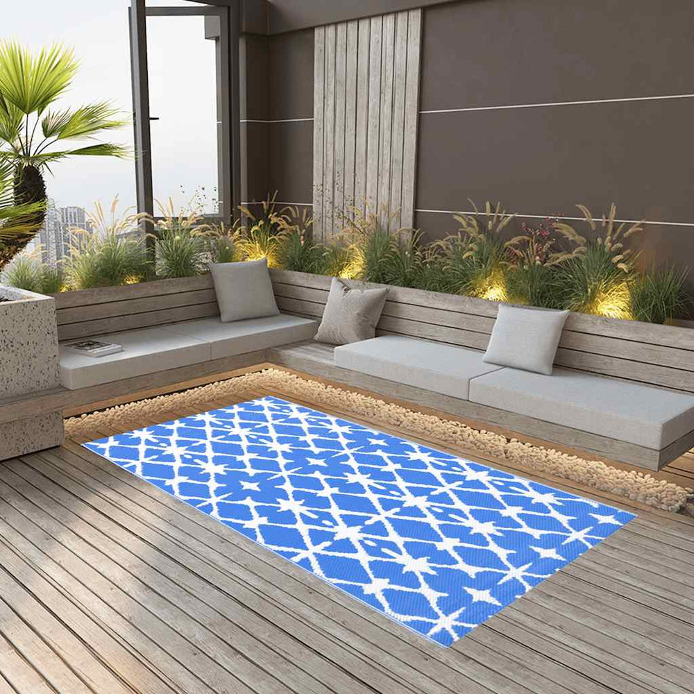 Outdoor-Teppich ARAKIL Weiß und Blau 80x150 cm PP
