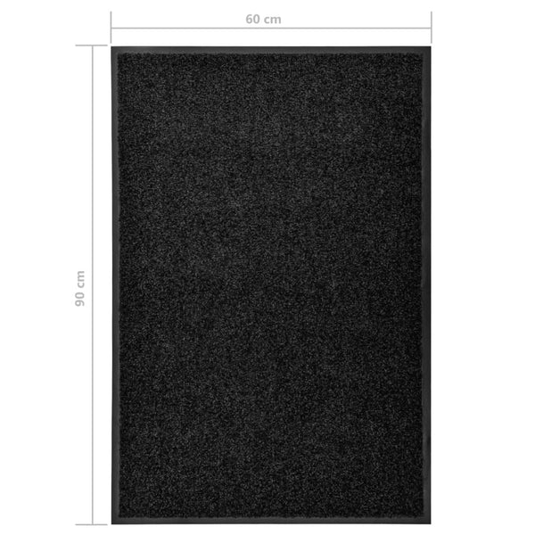Waschbare Fußmatte Schwarz 60x90 cm