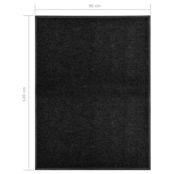 Waschbare Fußmatte Schwarz 90x120 cm