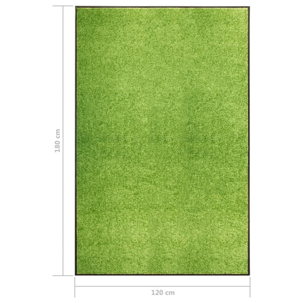 vidaXL Tapis de porte lavable Vert 120x180 cm