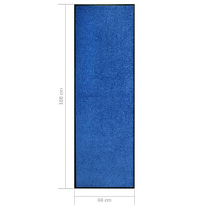 vidaXL Paillasson Lavable Bleu 60x180 cm