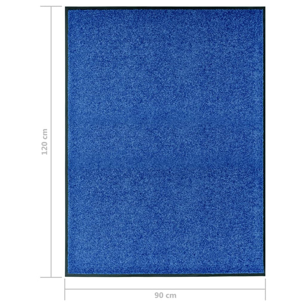 vidaXL Paillasson Lavable Bleu 90x120 cm