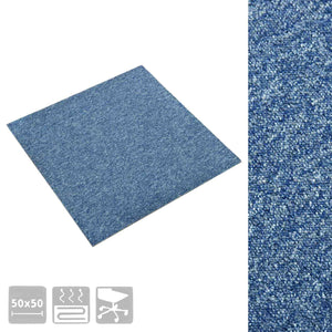 Blaue Teppichfliesen, 50x50 cm, 20er Set