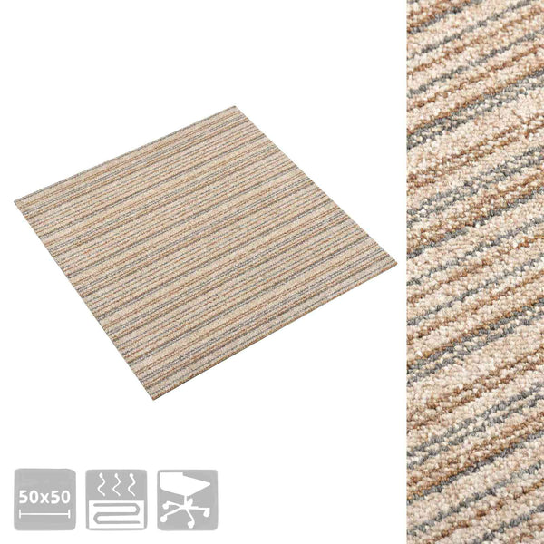 Gestreifter Teppich Beige 50x50cm, 20er Set