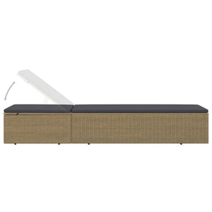 Sonnenliege Poly Rattan Braun und Dunkelgrau