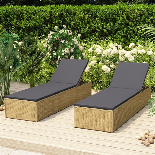 Sonnenliege Poly Rattan Braun und Dunkelgrau