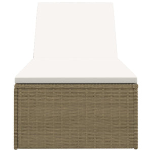 Sonnenliege Poly Rattan Braun und Cremeweiß