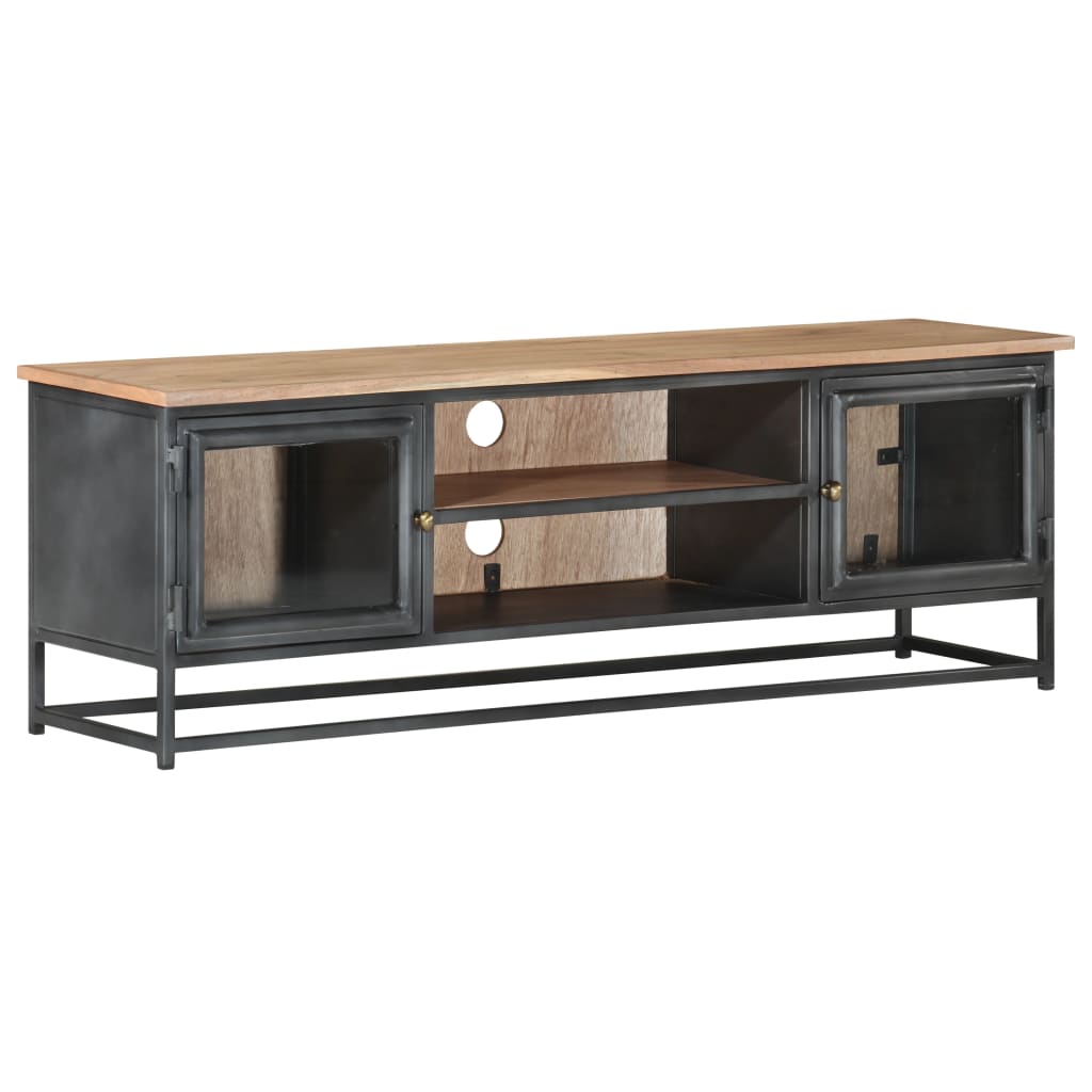 Grauer TV-Schrank Akazie Massivholz 120 cm
