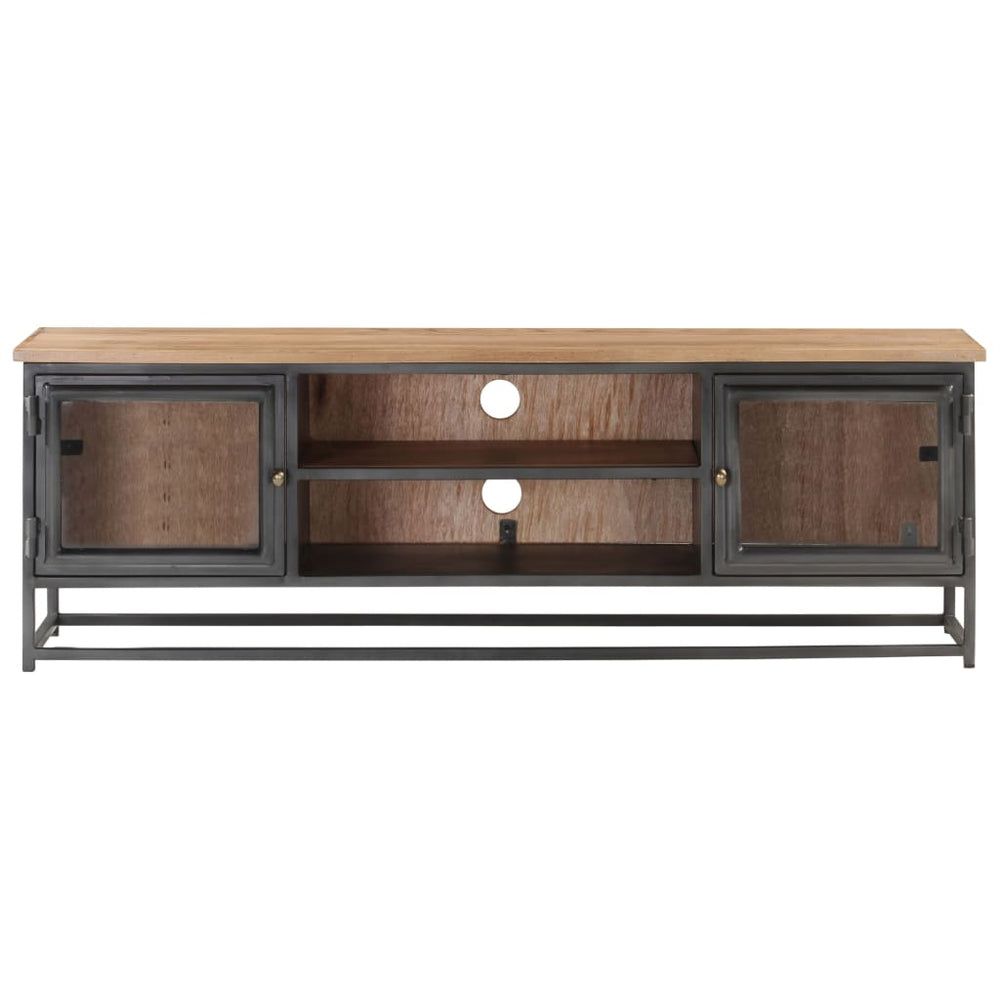 vidaXL Meuble TV gris 120x30x40 cm Bois d'acacia massif et acier
