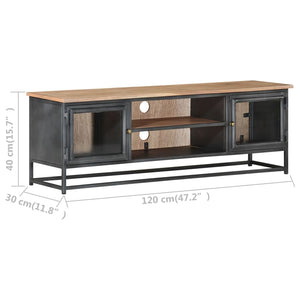 Grauer TV-Schrank Akazie Massivholz 120 cm