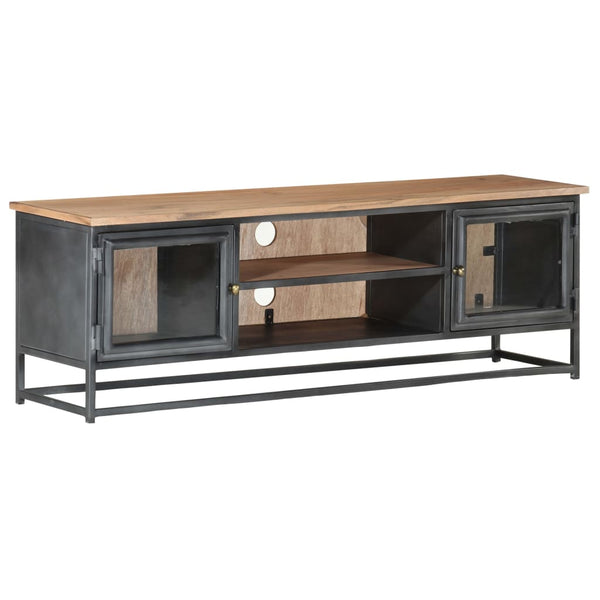 Grauer TV-Schrank Akazie Massivholz 120 cm