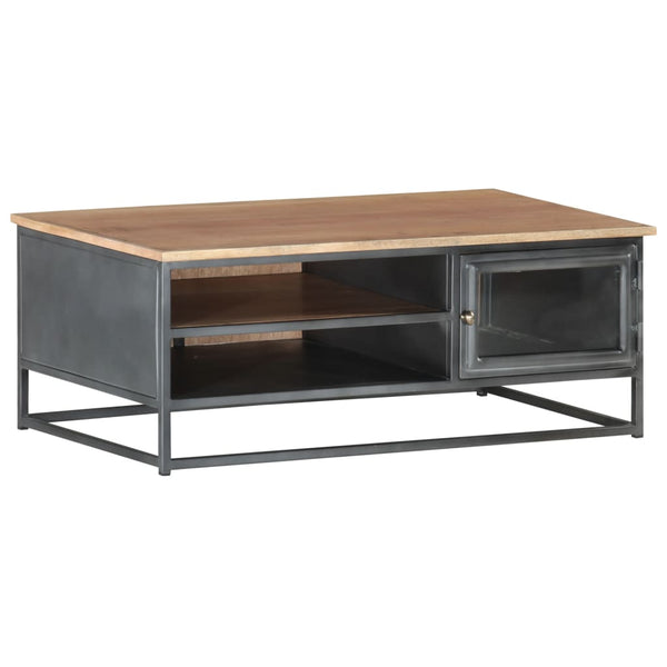 Grauer Couchtisch 90x50 cm Akazie Massivholz
