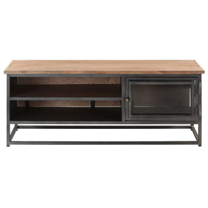 Grauer Couchtisch 90x50 cm Akazie Massivholz