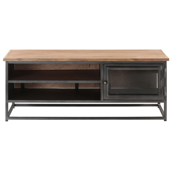 Grauer Couchtisch 90x50 cm Akazie Massivholz