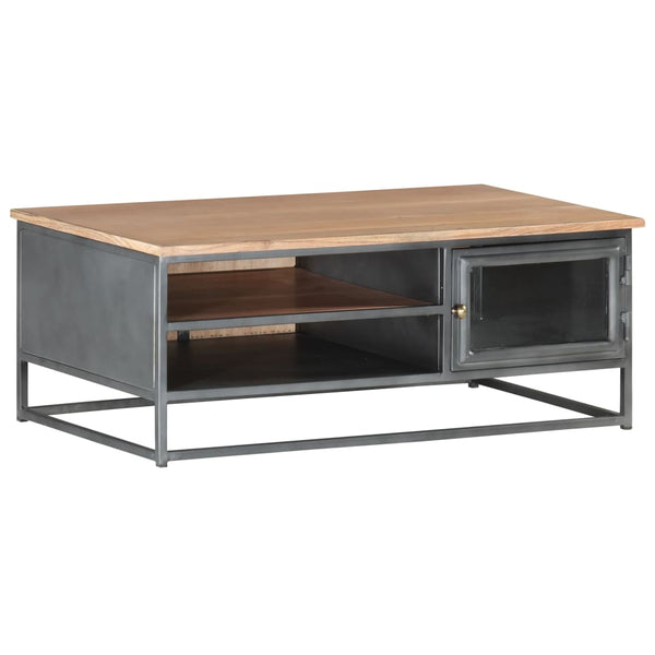 Grauer Couchtisch 90x50 cm Akazie Massivholz