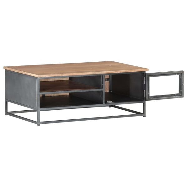 Grauer Couchtisch 90x50 cm Akazie Massivholz