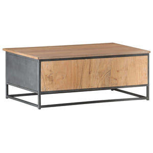 Grauer Couchtisch 90x50 cm Akazie Massivholz