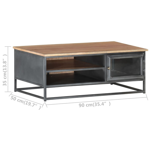Grauer Couchtisch 90x50 cm Akazie Massivholz