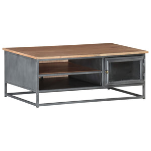 Grauer Couchtisch 90x50 cm Akazie Massivholz