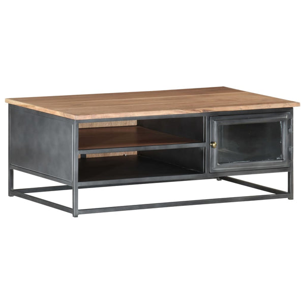 Grauer Couchtisch 90x50 cm Akazie Massivholz