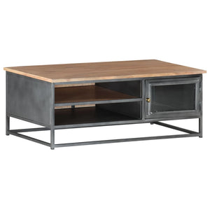 Grauer Couchtisch 90x50 cm Akazie Massivholz