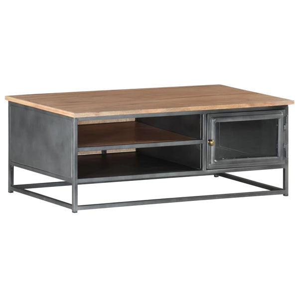 Grauer Couchtisch 90x50 cm Akazie Massivholz