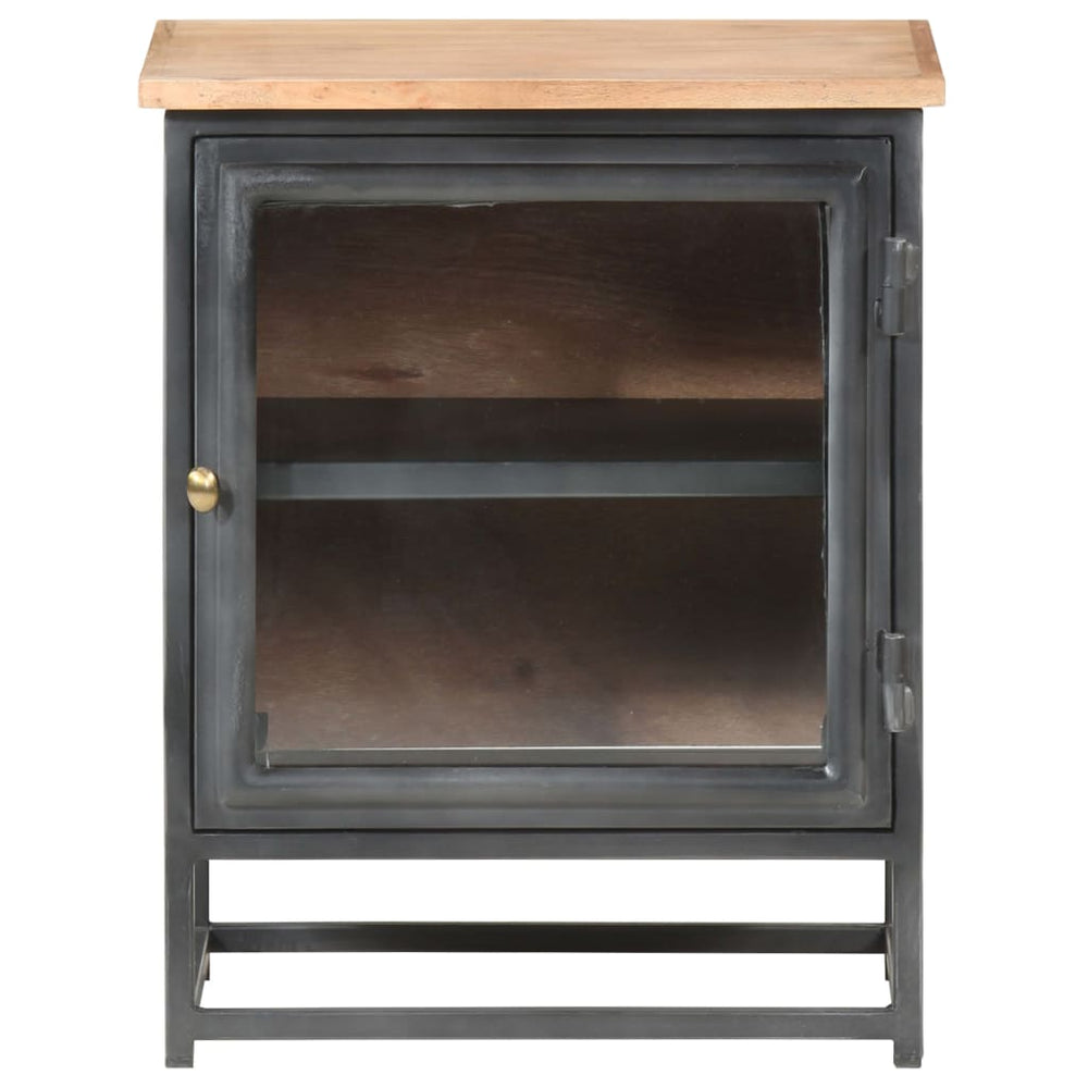 Grauer Nachttisch 40x30x50 cm Akazie Massivholz