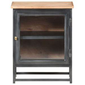 Grauer Nachttisch 40x30x50 cm Akazie Massivholz