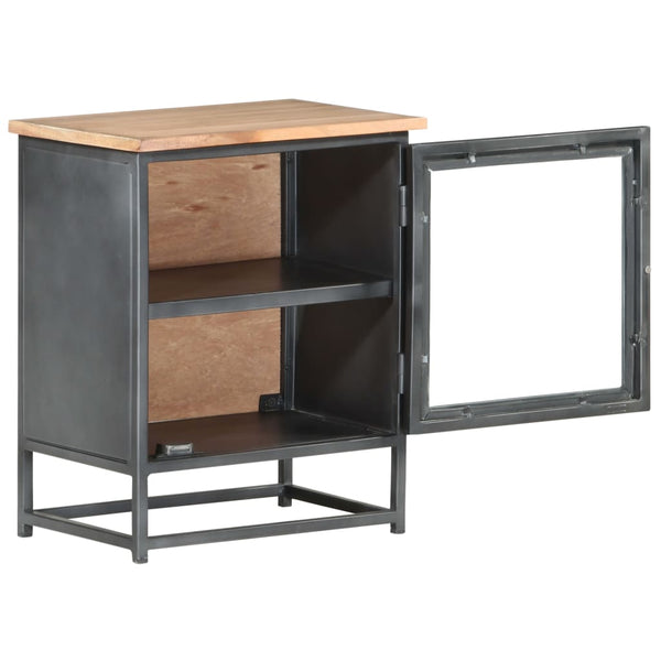 Grauer Nachttisch 40x30x50 cm Akazie Massivholz