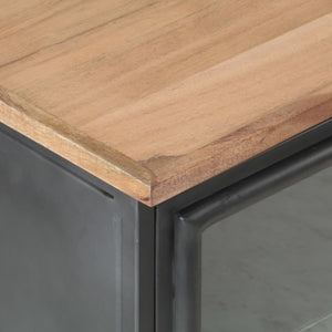 Grauer Nachttisch 40x30x50 cm Akazie Massivholz