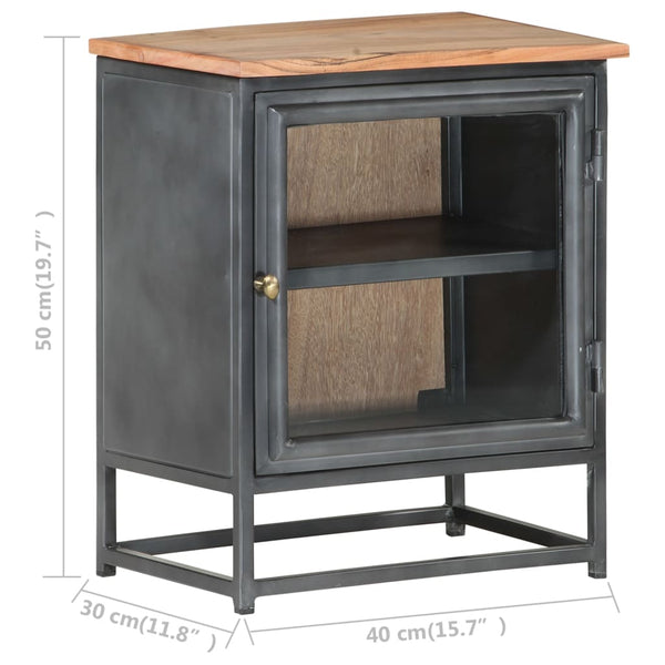 Grauer Nachttisch 40x30x50 cm Akazie Massivholz