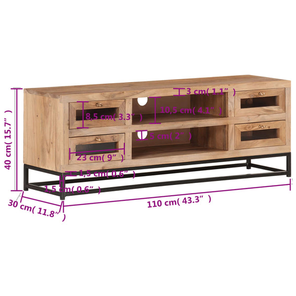 TV-Schrank Akazie Massivholz 110 cm