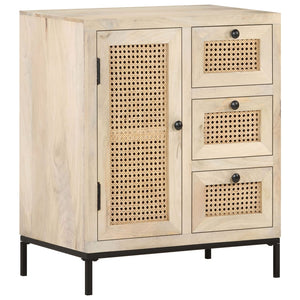 Mango Massivholz Sideboard mit Rohrgeflecht, 60 cm