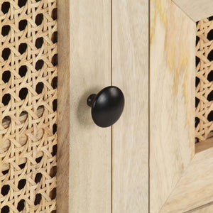 Mango Massivholz Sideboard mit Rohrgeflecht, 60 cm