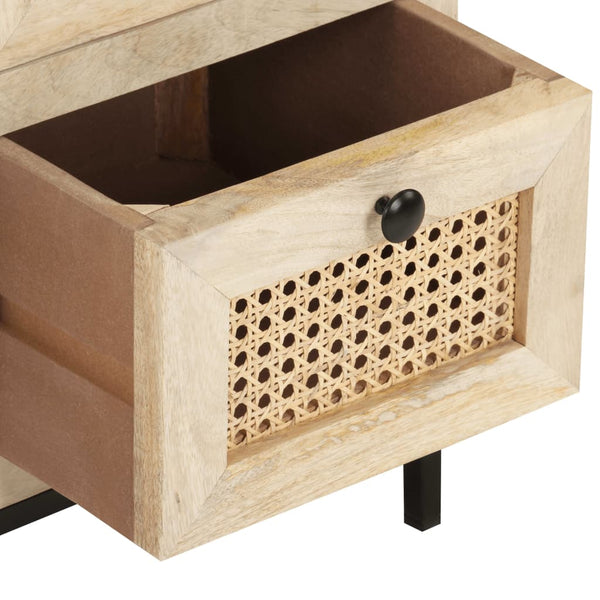 Mango Massivholz Sideboard mit Rohrgeflecht, 60 cm