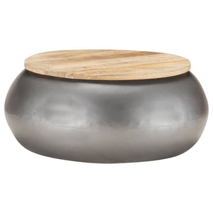 vidaXL Table basse grise 68x68x30 cm Bois de manguier massif