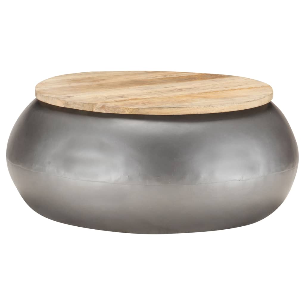vidaXL Table basse grise 68x68x30 cm Bois de manguier massif