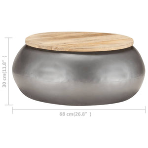 vidaXL Table basse grise 68x68x30 cm Bois de manguier massif