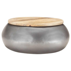 vidaXL Table basse grise 68x68x30 cm Bois de manguier massif