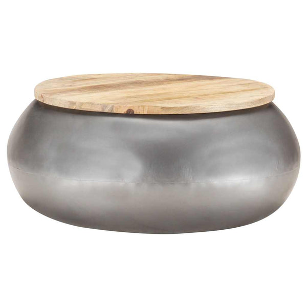 vidaXL Table basse grise 68x68x30 cm Bois de manguier massif