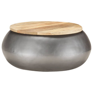 vidaXL Table basse grise 68x68x30 cm Bois de manguier massif