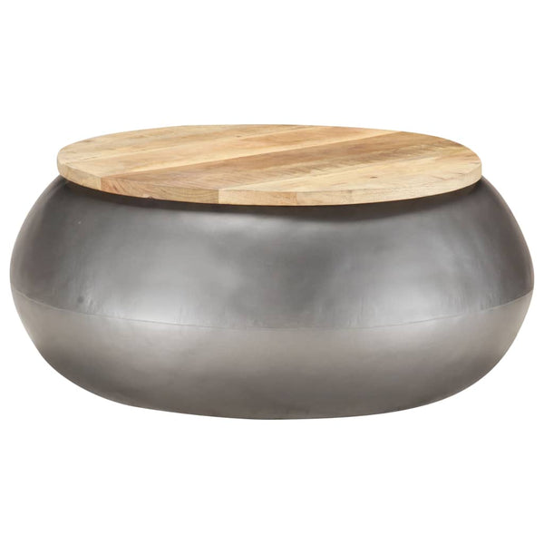 vidaXL Table basse grise 68x68x30 cm Bois de manguier massif