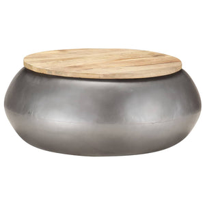 vidaXL Table basse grise 68x68x30 cm Bois de manguier massif