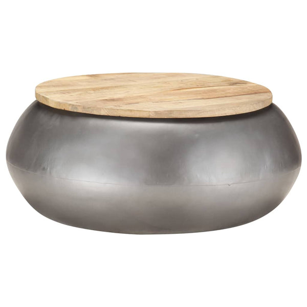 vidaXL Table basse grise 68x68x30 cm Bois de manguier massif