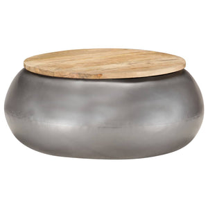 vidaXL Table basse grise 68x68x30 cm Bois de manguier massif