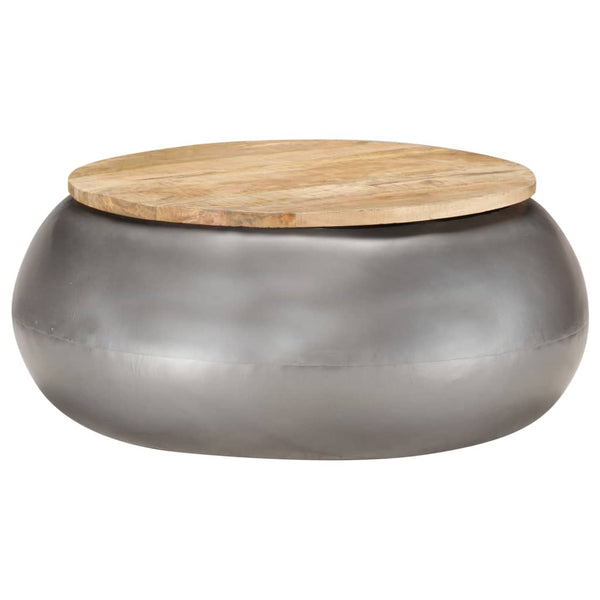 vidaXL Table basse grise 68x68x30 cm Bois de manguier massif