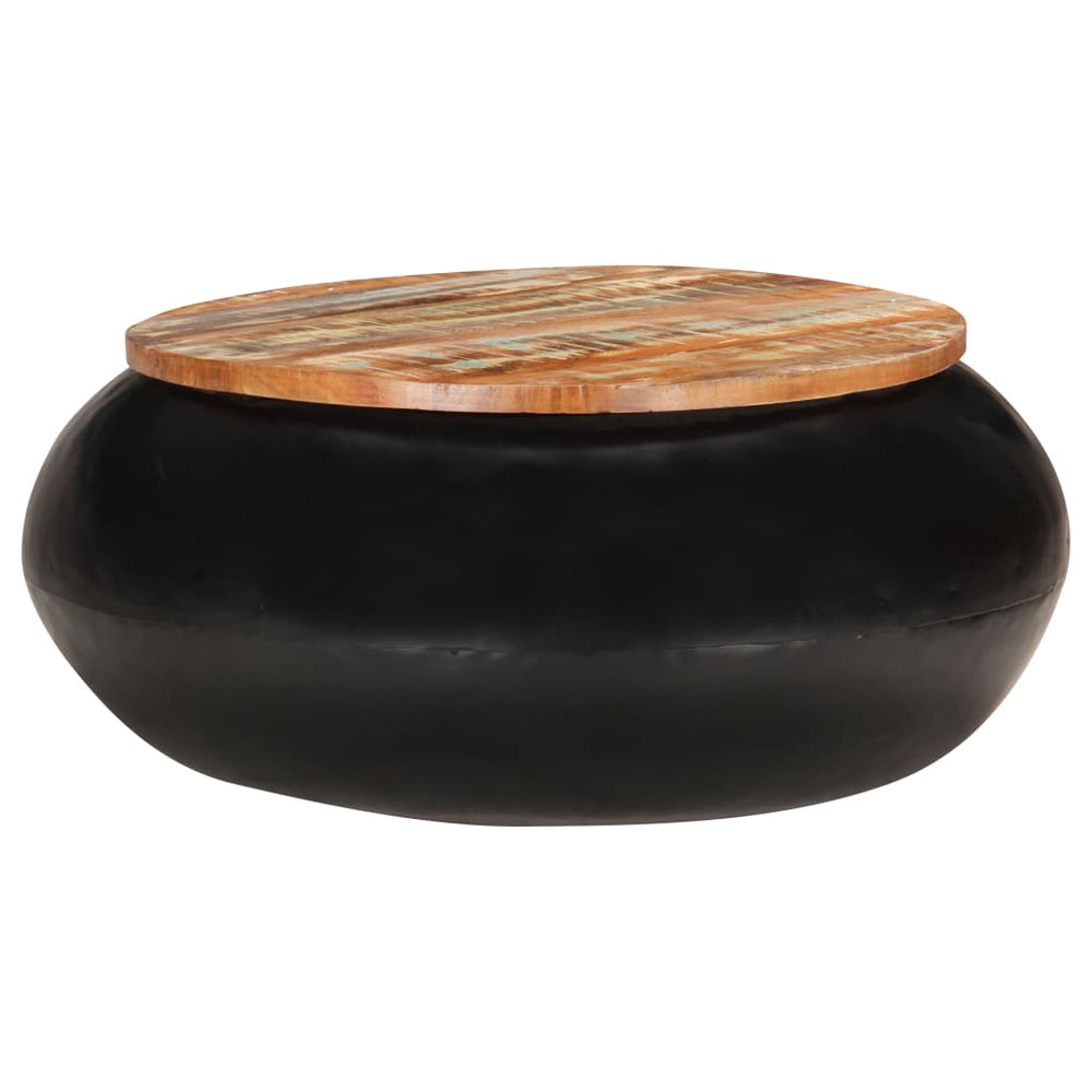 vidaXL Table basse noire 68x68x30 cm en bois massif recyclé