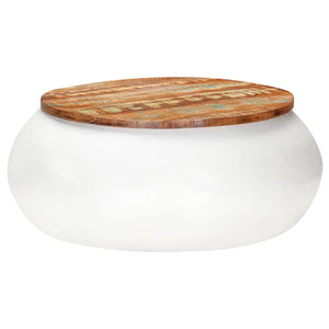 vidaXL Table basse blanc 68x68x30 cm en bois massif recyclé
